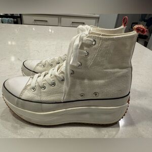 Madden Girl Winnona White High-Top Sneakers with Rainbow Detail